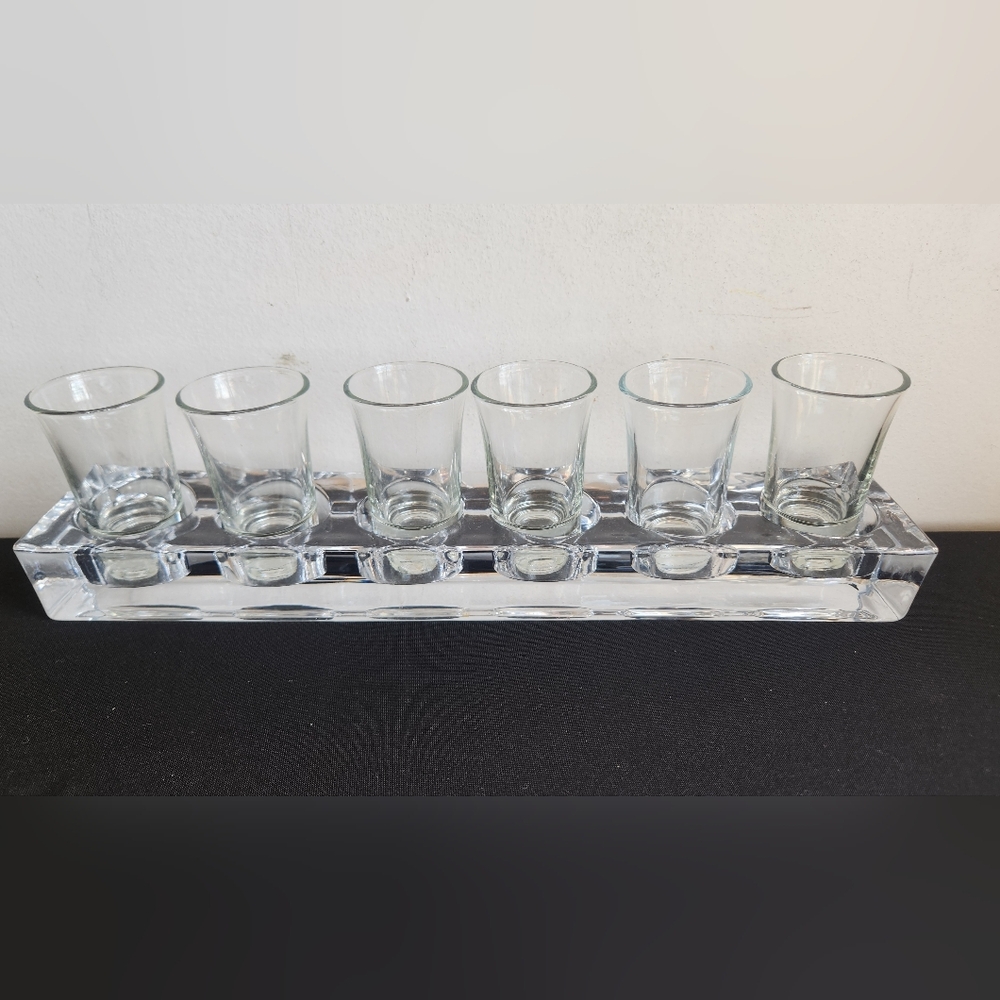 6 Shot Glasses Set With Fleet Holder Barware Cocktails